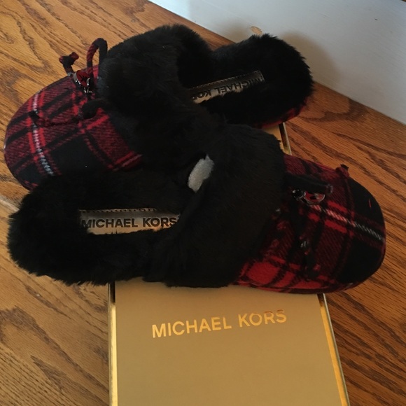 Michael Kors House Slippers size 7 M  Red/Black - Picture 9 of 11